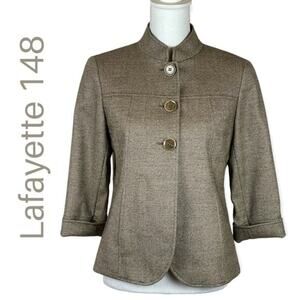 Lafayette 148 Virgin Wool Brown Tan Neutral Office Career Jacket NWOT Size 2